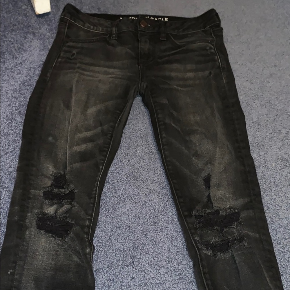 American eagle black ripped jeans
